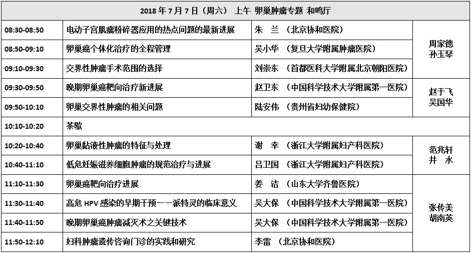 妇科恶性肿瘤诊治新进展学习班暨第三届江淮论坛将于2018.7.6-8日在合肥举行